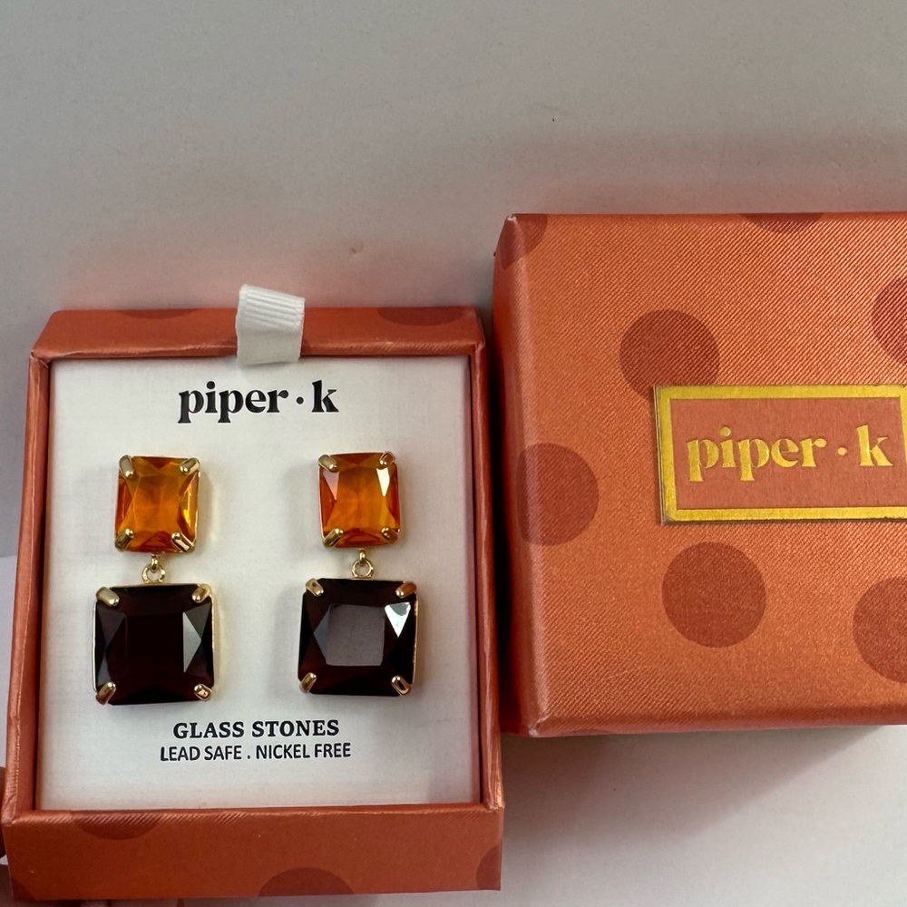 Piper K Glass Fall Colors Stone Earrings Set